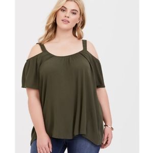Torrid Olive Cold Shoulder Top